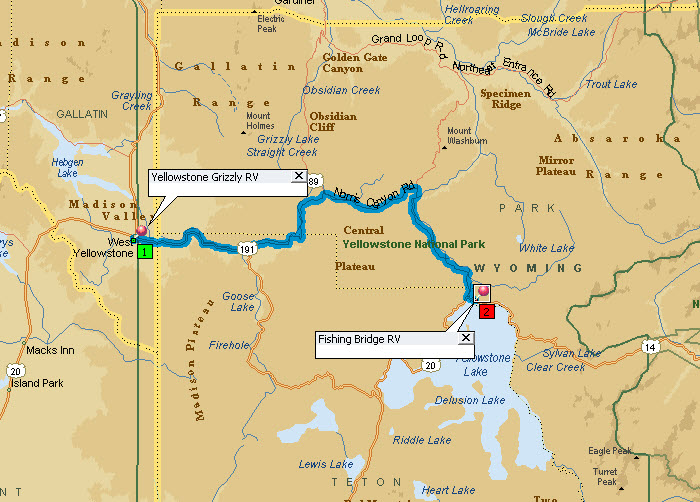 West Yellowstone to Fishing Bridge