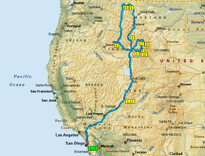 2008 Rocky Mountains Trip Maps