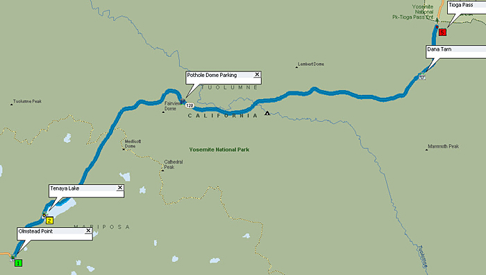 Tuolumne Meadows Area Map
